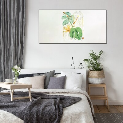 Floral motif in pastel colors Glass art print