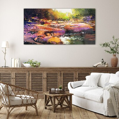 Abstraction river forest nature Glass Wall Art