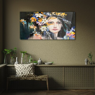 Women abstraction flowers Glass Wall Art