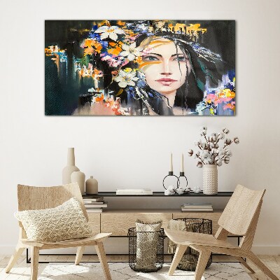 Floral portrait elegance Glass art print