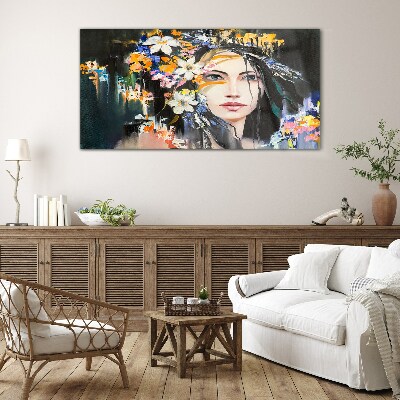 Women abstraction flowers Glass Wall Art