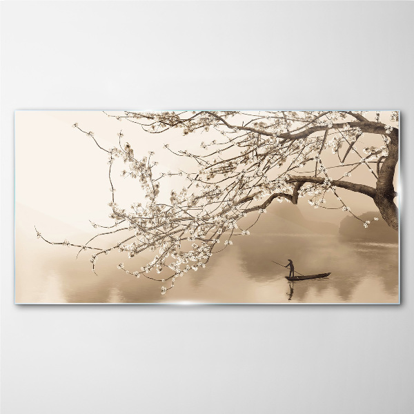Sepia toned landscape Wall art on glass