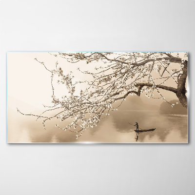 Sepia toned landscape Wall art on glass