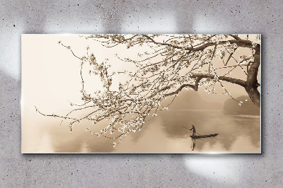Sepia toned landscape Wall art on glass