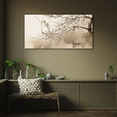 Sepia toned landscape Wall art on glass
