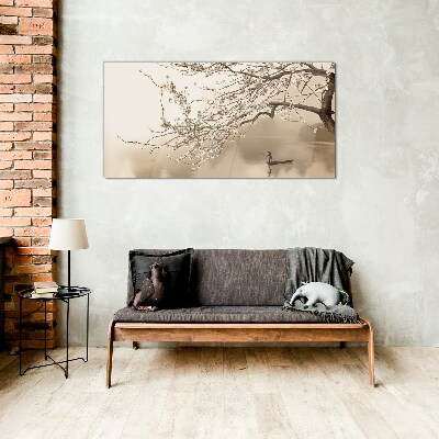 Sepia toned landscape Wall art on glass