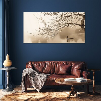 Sepia toned landscape Wall art on glass