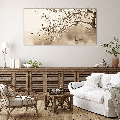 Sepia toned landscape Wall art on glass