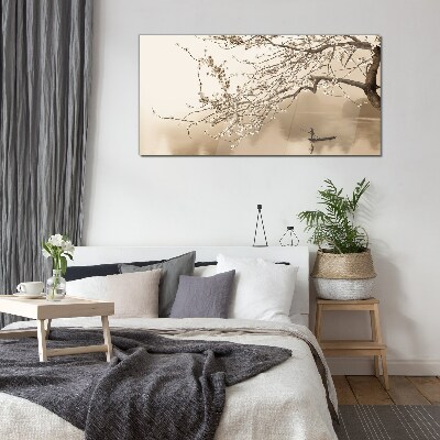 Sepia toned landscape Wall art on glass