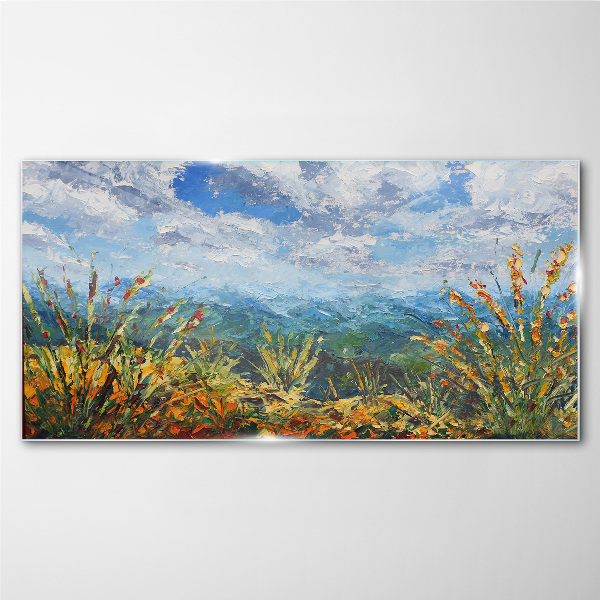 Summer landscapes in the colors of nature Wall art on glass