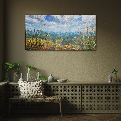 Summer landscapes in the colors of nature Wall art on glass