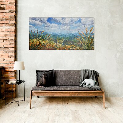 Summer landscapes in the colors of nature Wall art on glass
