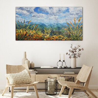 Summer landscapes in the colors of nature Wall art on glass