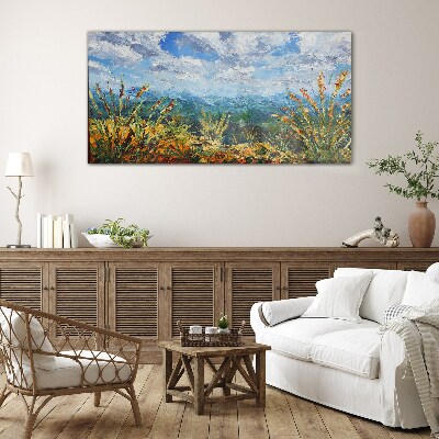 Abstraction clouds mountains Glass Wall Art