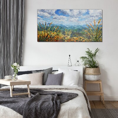 Summer landscapes in the colors of nature Wall art on glass