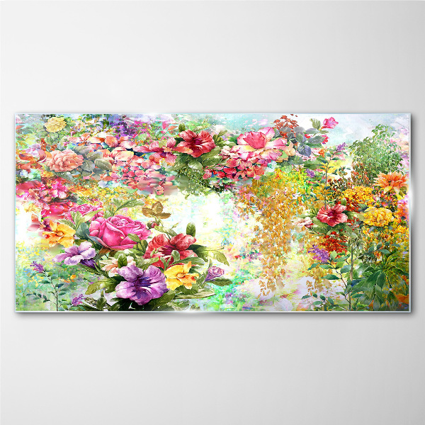 A flower paradise in pastel colors Glass art print