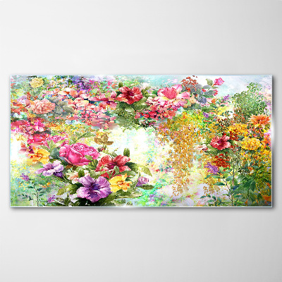 A flower paradise in pastel colors Glass art print
