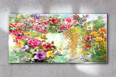 A flower paradise in pastel colors Glass art print