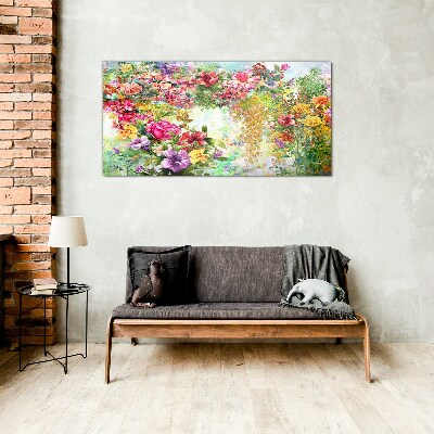 A flower paradise in pastel colors Glass art print