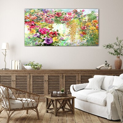 A flower paradise in pastel colors Glass art print