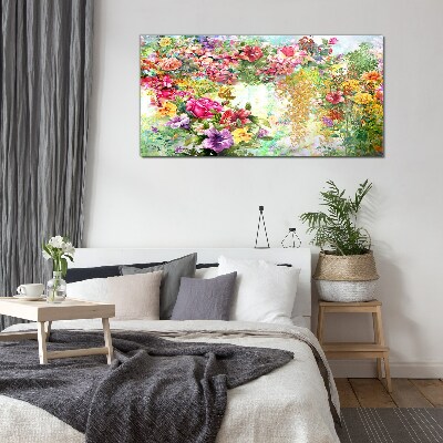 A flower paradise in pastel colors Glass art print