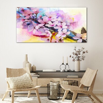 Floral explosion of colors Glass art print
