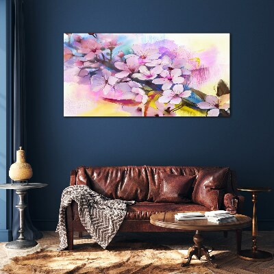 Floral explosion of colors Glass art print