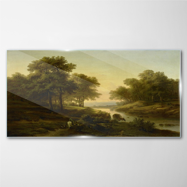 A peaceful rural landscape Wall art on glass