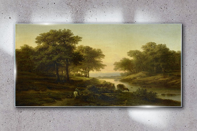 A peaceful rural landscape Wall art on glass