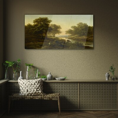 A peaceful rural landscape Wall art on glass