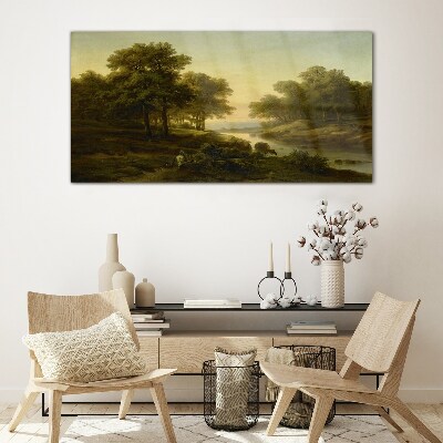 A peaceful rural landscape Wall art on glass