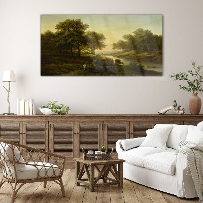 A peaceful rural landscape Wall art on glass