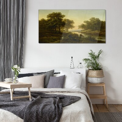 A peaceful rural landscape Wall art on glass