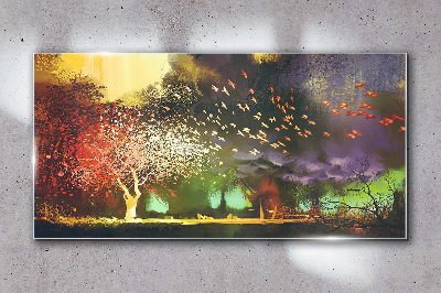 Magical forest at dusk Glass art print