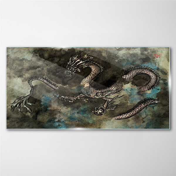 Dragon in the clouds Glass art print