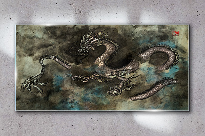 Dragon in the clouds Glass art print