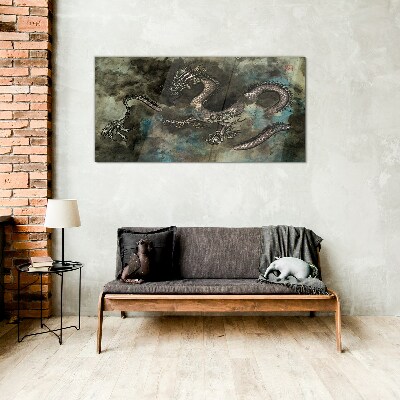 Dragon in the clouds Glass art print