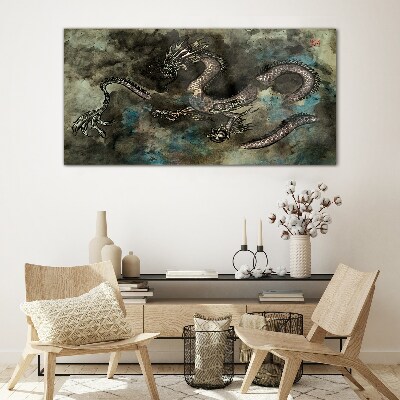 Dragon in the clouds Glass art print