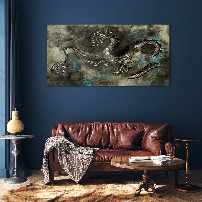 Dragon in the clouds Glass art print