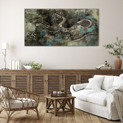 Dragon in the clouds Glass art print