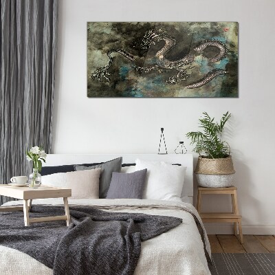 Dragon in the clouds Glass art print