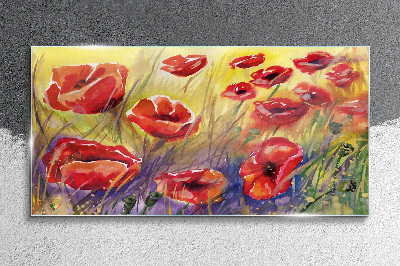 Flowers plants poppies Glass Print