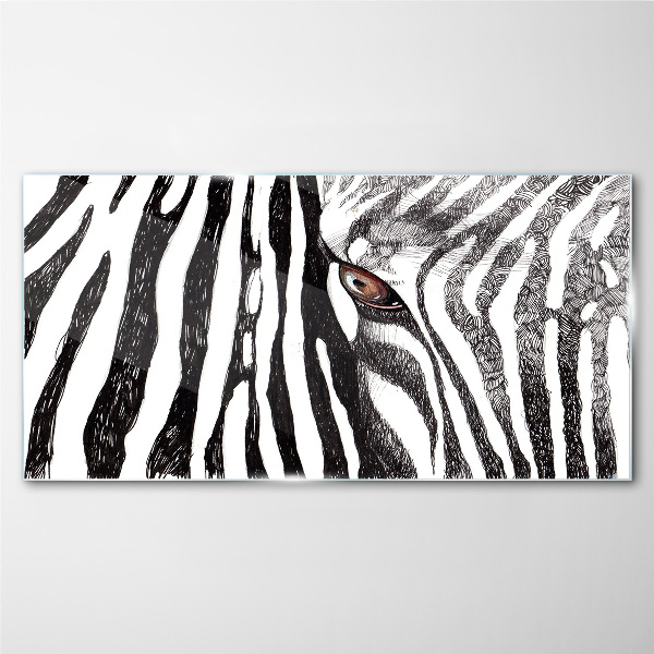 Zebra in monochrome style Glass art print