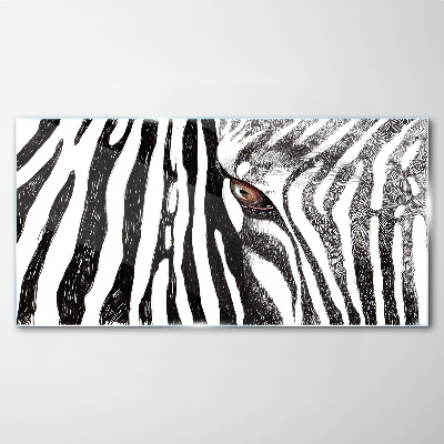 Zebra in monochrome style Glass art print
