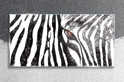 Zebra in monochrome style Glass art print