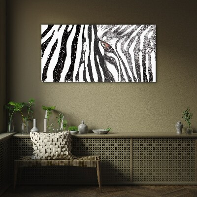 Zebra in monochrome style Glass art print