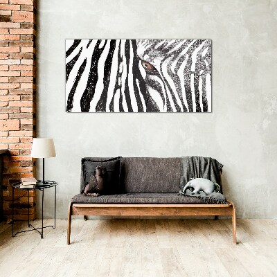 Zebra in monochrome style Glass art print