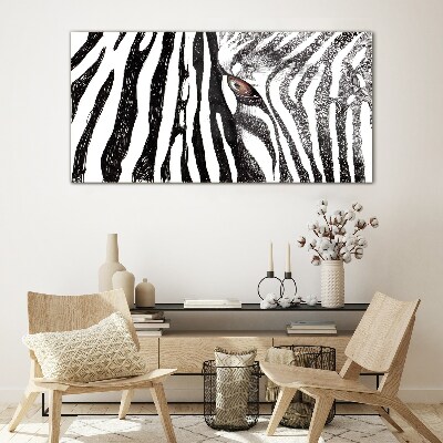 Zebra in monochrome style Glass art print