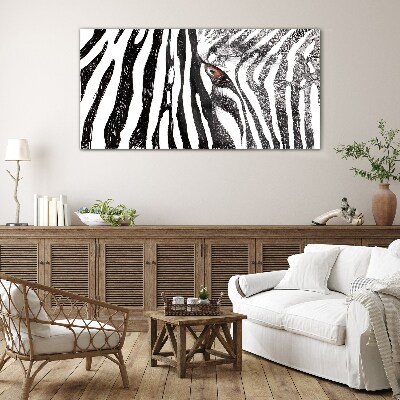 Zebra in monochrome style Glass art print