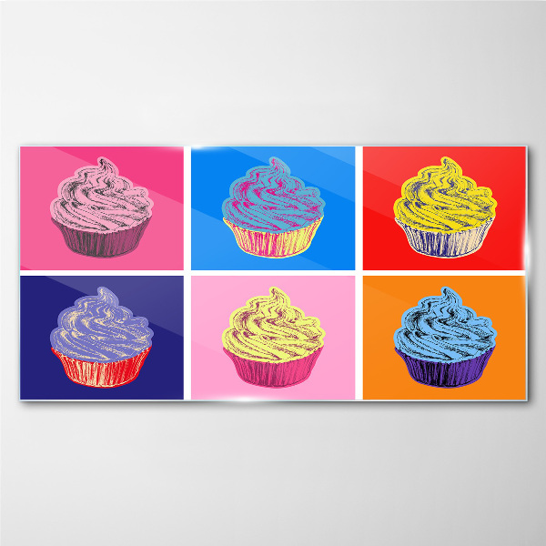 Colorful pop art muffins Wall art on glass